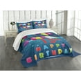 thumbnail image 3 of Ambesonne Birthday Quilted Bedspread Set 3 Pcs, Joyful Surprise Event, Queen Size, Multicolor, 3 of 5