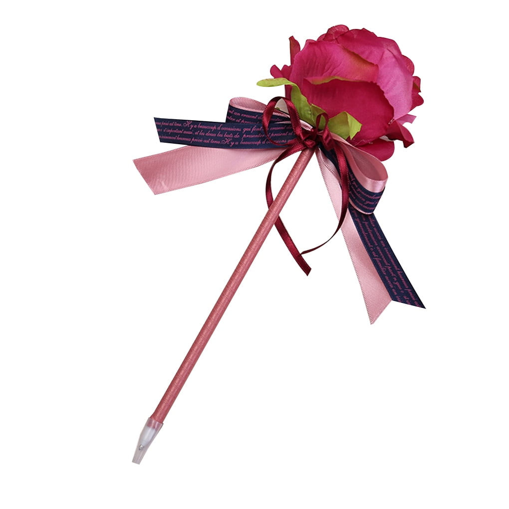 Rose Bowknot Ballpoint Pen Simulation Flowers Writing Wedding Advertising Signature Pens Supplies