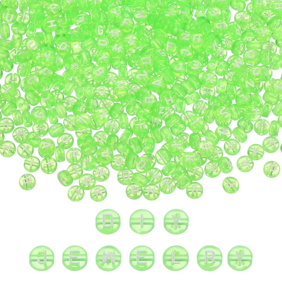 Uxcell 1000 Pcs Acrylic Alphabet Letter Beads Bracelet DIY Kit Supplies, Green