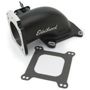 Angle View: Edelbrock Low Profile Intake Elbow 90mm Throttle Body to Square-Bore Flange Black Finish