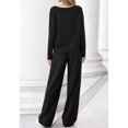 thumbnail image 3 of FreshPretty 2 Piece Matching Lounge Sets for Women Fall Outfits,Airport Travel Outfit,Postpartum Going Home,Cute Comfy Loungewear,Boat Neck Long Sleeve Top,Wide Leg Pants,Winter Clothes, 3 of 7