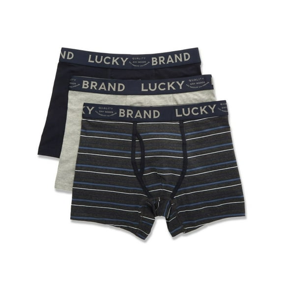 Men's Lucky 213PB07 Stretch Boxer Briefs - 3 Pack (Mood/Charcoal/Grey M)