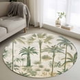 thumbnail image 2 of Palm Tree Round Area Rug 3 FT, Small Kitchen Bathroom Mat, Sage Green Tropical Nature Plant Watercolor Washable Indoor Outdoor Throw Runner Carpet Non-Shedding Doormat for Table Shower Sofa Entryway, 2 of 9