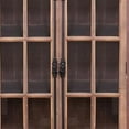 thumbnail image 3 of 88 Inch Tall Cabinet 4 Glass Panel French Doors Crown Molding Brown, 3 of 5