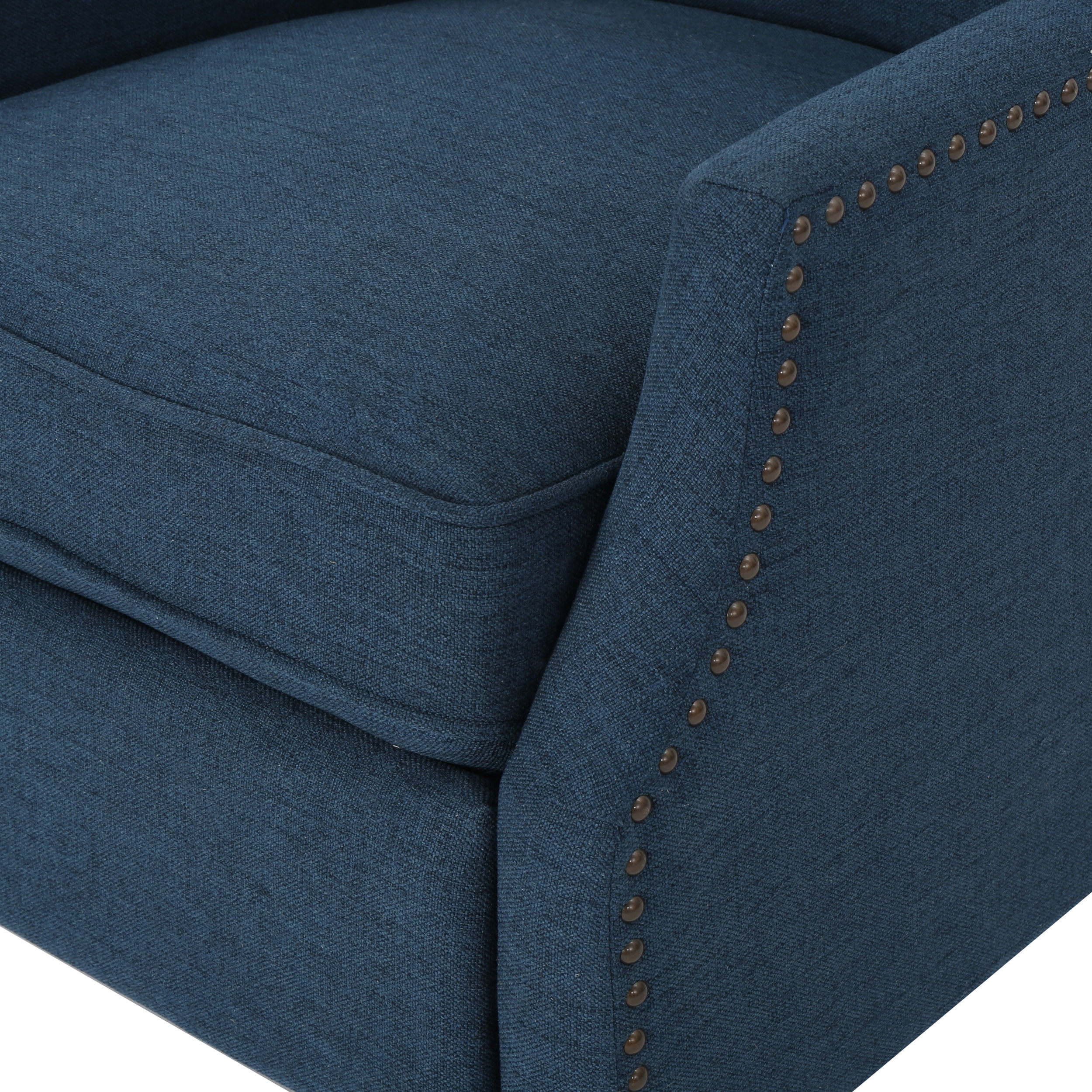 Noble House Demi Indoor Fabric Recliner, Set of 2, Navy Blue, Dark Brown