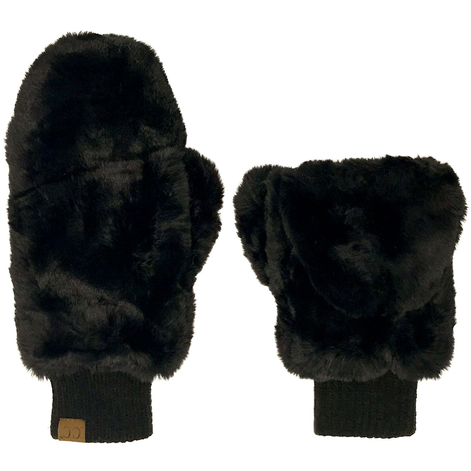 CC Soft Faux Fur Fuzzy Lined Flip Up Down Top Fingerless Mitten Gloves ...