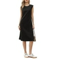 thumbnail image 2 of Cap Sleeve Work Dress for Women's Summer Midi Round Neck Casual Split Hem Dresses XS Black, 2 of 6