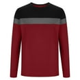 thumbnail image 4 of Stamzod Mens Shirts Fashion Patchwork Round Neck Long Sleeve Shirt Daily Casual Work Shirts for Men Wine S, 4 of 6