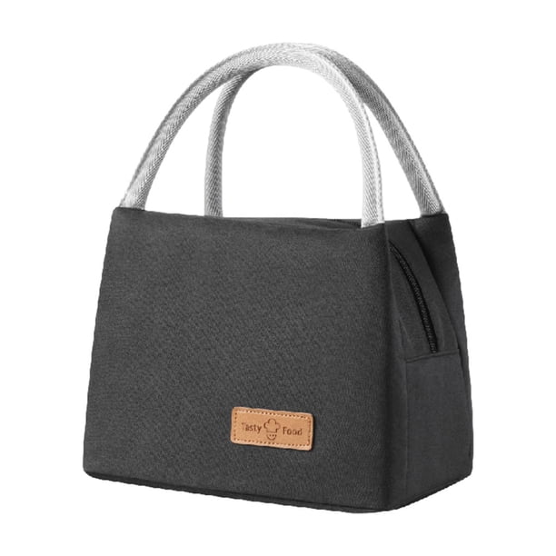 Toystoory Bolsa de almuerzo térmica de gran capacidad de poliéster para picnics y almacenamiento de bolsas Bento multiusos Mostrada Grande+Negro