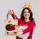 thumbnail image 1 of Bolsa Navideña de Yute con decoración Cosida Santa Claus, 1 of 4