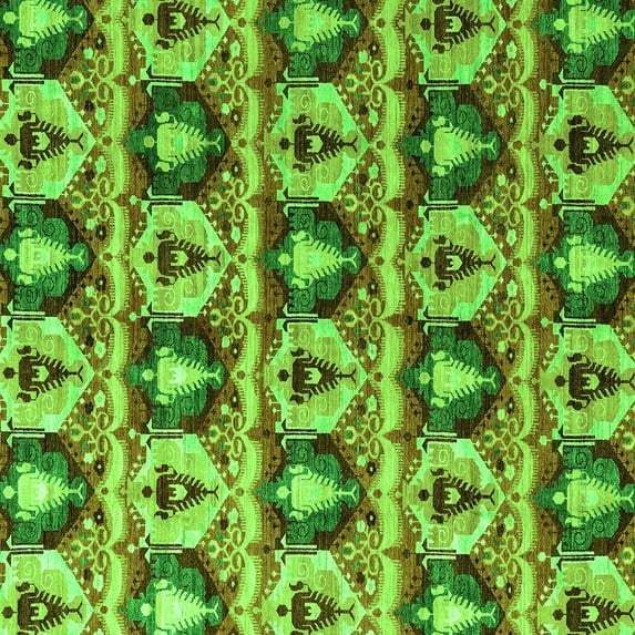 Ahgly Company Indoor Square Oriental Green Modern Area Rugs, 5' Square