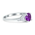 thumbnail image 2 of Art Deco Engagement Ring Round Simulated Amethyst CZ 925 Sterling Silver Size 6, 2 of 4
