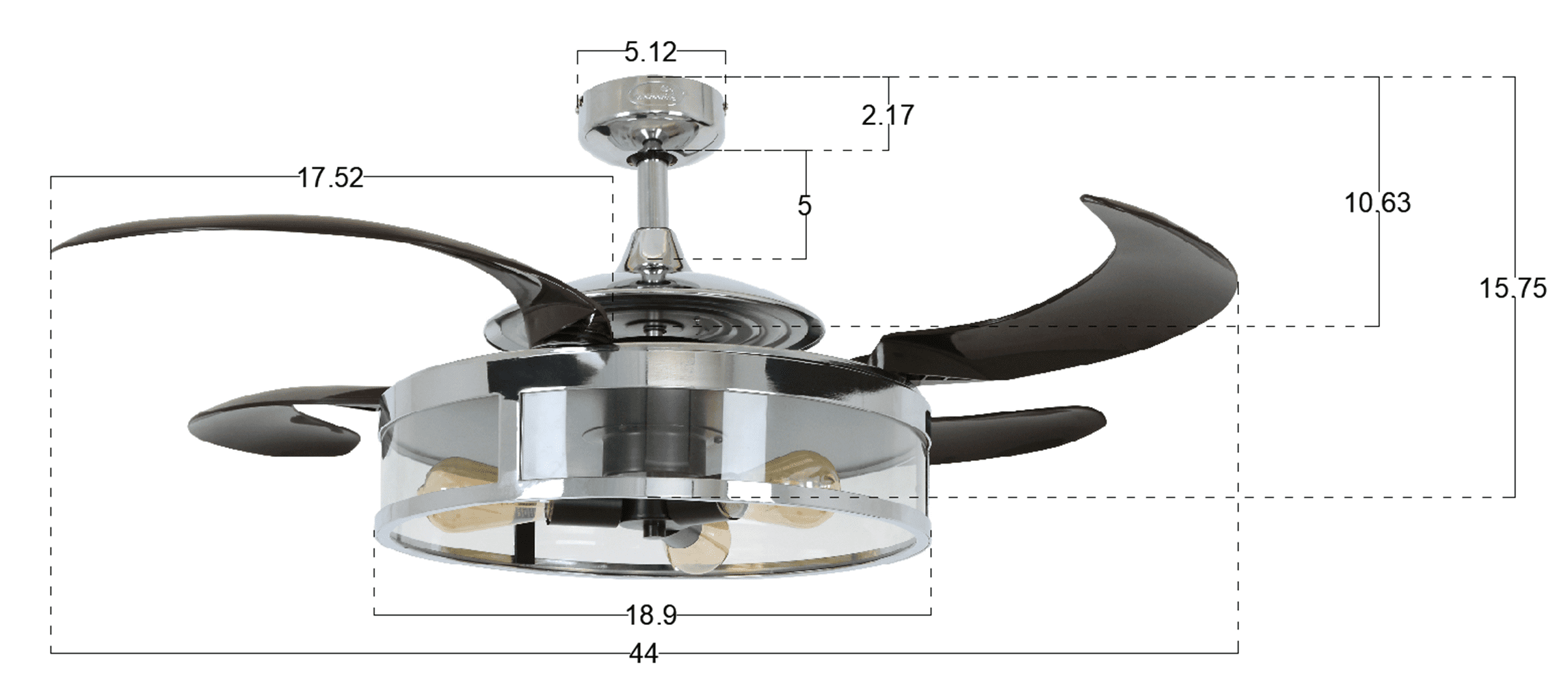 Fanaway Classic Retractable 4 Blade 48 Inch 3 Light Ceiling
