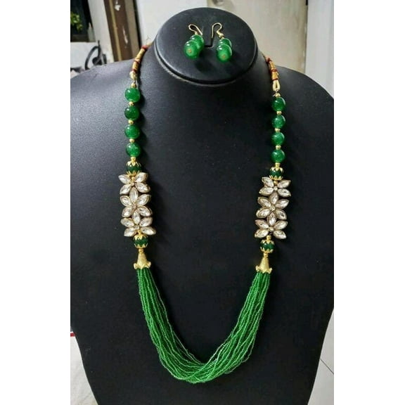 Vivajewels1 Designer Gold Plated Choker Necklace with Earrings for Women Green Jewelry Set