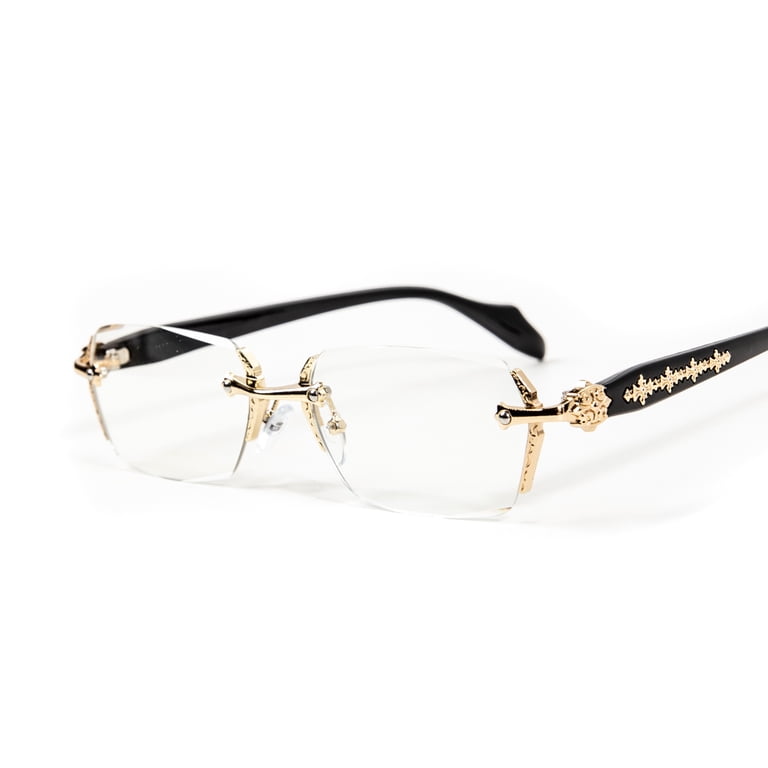 Sunglasses Rimless Goth Glasses for Women Womens Gothic Luxe Rimless Beveled Lens Cat Eye Heart  main image 4