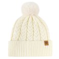 thumbnail image 2 of SYMOID White Winter Hat for Women, Cable Knit Cuffed Beanie with Faux Faux Fur Pom Pom Hats,Size Free Size, 2 of 4