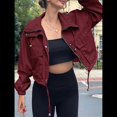 thumbnail image 4 of Chaqueta Corta para Mujer, Anorak Utilitario Extragrande con Cremallera y Bolsillos Vino Tinto L, 4 of 8