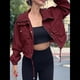 thumbnail image 4 of Chaqueta Corta para Mujer, Anorak Utilitario Extragrande con Cremallera y Bolsillos Vino Tinto XXL, 4 of 8