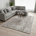 thumbnail image 2 of HomeRoots 675474 10 x 14 ft. Taupe & Ivory Abstract Transitional Washable Machine Made Rectangle Area Rug with UV Protection, 2 of 9