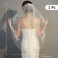 thumbnail image 2 of 1Pc Mesh Bridal Veils 900x740x10mm White Polyester Flower Pattern Short Tulle Hair Accessories with Hair Comb for Women Wedding Bachelorette Party 1pc, 2 of 3
