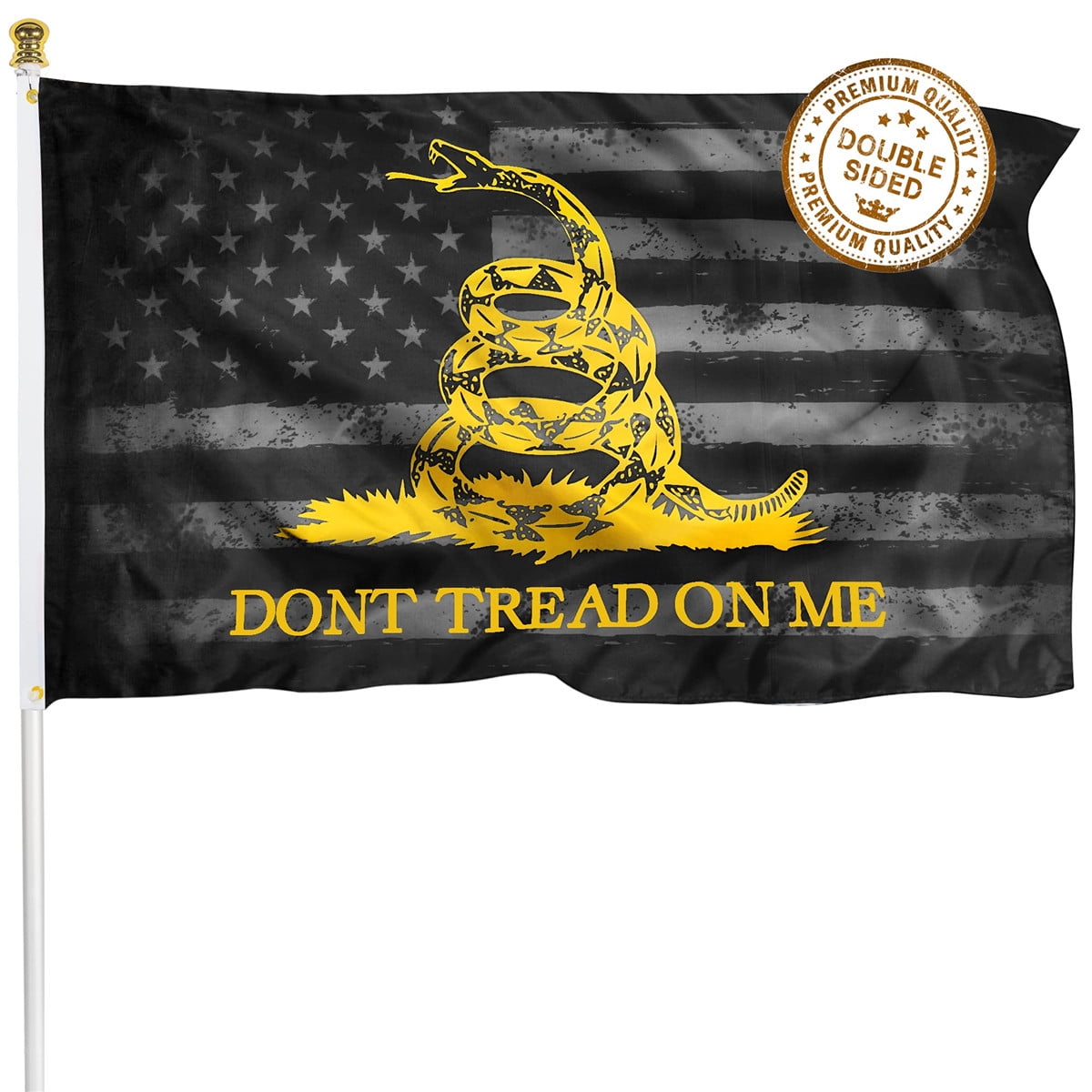 Black Gadsden Don't Tread on me Tea Party 3x5 Flag House banner grommets Trump 