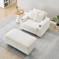 thumbnail image 3 of Black Corduroy Single Sofa with One Pillow, Two Throw Pillows, a Footstool and Two Storage Spaces (White), 3 of 11