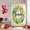 thumbnail image 6 of Summer Shower Curtains for Bathroom, Yellow Green Lemon Flowers Leaf Garland Buffalo Plaid Washable Fabric Shower Curtain with Hooks Waterproof Bathroom Decor Sets, 72 x 72 Inches, 6 of 9