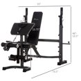 thumbnail image 3 of Soozier Weight Bench Stand with Squat Rack, Adjustable Olympic Bench, Multifunctional Arm Curl Pad, Leg Extension, Barbell Stand, Strength Training, Workout Equipment for Home, Office, Gym, Grey, 3 of 9