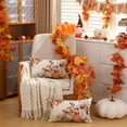 thumbnail image 5 of Fall Pillow Covers 18x18 inch Set of 2 Orange White Pumpkin Fallen Leaves Decorative Outdoor Throw Pillow Covers Autumn Thanksgiving Farmhouse Decoration for Home Couch TH27-A18, 5 of 6