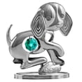 thumbnail image 2 of Matashi  Home Decorative Tabletop Showpiece Chrome Plated Silver Puppy Ornament with Green Crystal Elegant Metal Dog Figurine, 2 of 4