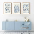 thumbnail image 4 of Classic Chinoiserie Framed Canvas Wall Art Set, Blue Watercolor Flower Wall Decor, Blue and White Plant Wall Painting, Minimalist Floral Art Print for Living Room, Bedroom, Office - 16"×24"×3, 4 of 6