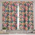 thumbnail image 2 of Ambesonne Floral Valance & Curtain, Graphical Orchid Flowers, 55"x45", Slate Blue Coral Salmon, 2 of 7