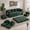 Green, variant on 79" Corduroy Floor Sofa with 4 Pillows & 2 Cup Holders, Armless Deep Seat Design, Perfect for Living Rooms, Apartments and Small Spaces