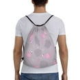 thumbnail image 2 of Kdxio Pink Flamingo Print Drawstring Backpack Bag,Waterproof Draw String Back Sack, Gym Drawstring Bags Swim Bag For Unisex, 2 of 9