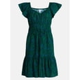 thumbnail image 6 of Time and Tru Women's Tie Waist Mini Dress with Flutter Sleeves, Sizes XS-XXXL, 6 of 6