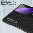 thumbnail image 4 of SaniMore Case for Samsung Galaxy Z Fold 4 7.6" 2022, Carbon Fibre PU Leather Splicing Back Slim Shcokproof Anti-scratch 360°All-around Protective Drop Resistant Case for Galaxy Z Fold 4,Gold, 4 of 6