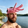 thumbnail image 3 of Printed Finger-Shaped Sun Visor Hat with Adjustable Strap, Rigid Plastic and Fabric, Face Shade for Beach Pool Party, 1 Count, 3 of 4