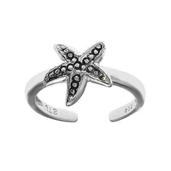 JewelStop 925 Sterling Silver Nautical Starfish Adjustable Toe Ring