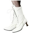 thumbnail image 4 of Mepaouo Mid Calf Victorian Boots for Women Vintage Low Heel Lace up Combat Ankle Booties(White,7.5), 4 of 6