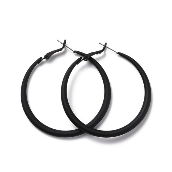 3 Pair Alloy Big Hoop Earrings for Women Spray Earrings with 925 Sterling Silver Pin Black 6 Gauge 50x4mm Pin: 0.6mm