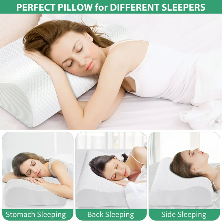 Power of Nature Memory Foam Contour Pillow Cervical Pillow for Neck Pain,  Orthopedic Neck Support Pillow for Back, Stomach, Side Sleepers, Pillow for