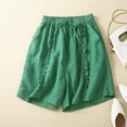 thumbnail image 2 of IROINNID Bermuda Shorts for Women Summer Solid Cotton Pocket Loose And Comfortable Shorts,Green, 2 of 5