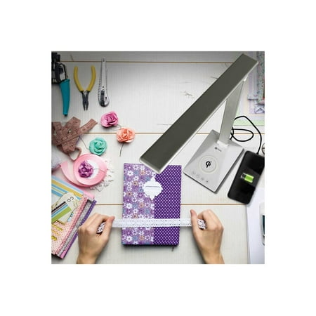 OttLite - Entice LED Desk Lamp with Wireless Charging - Silver