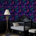 thumbnail image 3 of Floral Peel and Stick Wallpaper Vibrant Tropical Leaves Neon Purple Blue Hues Wall Mural 23.6in x 9.8ft Self Adhesive Removable Wall Paper Renter Friendly Wallpaper for Bedroom Nursery Kids, 3 of 8