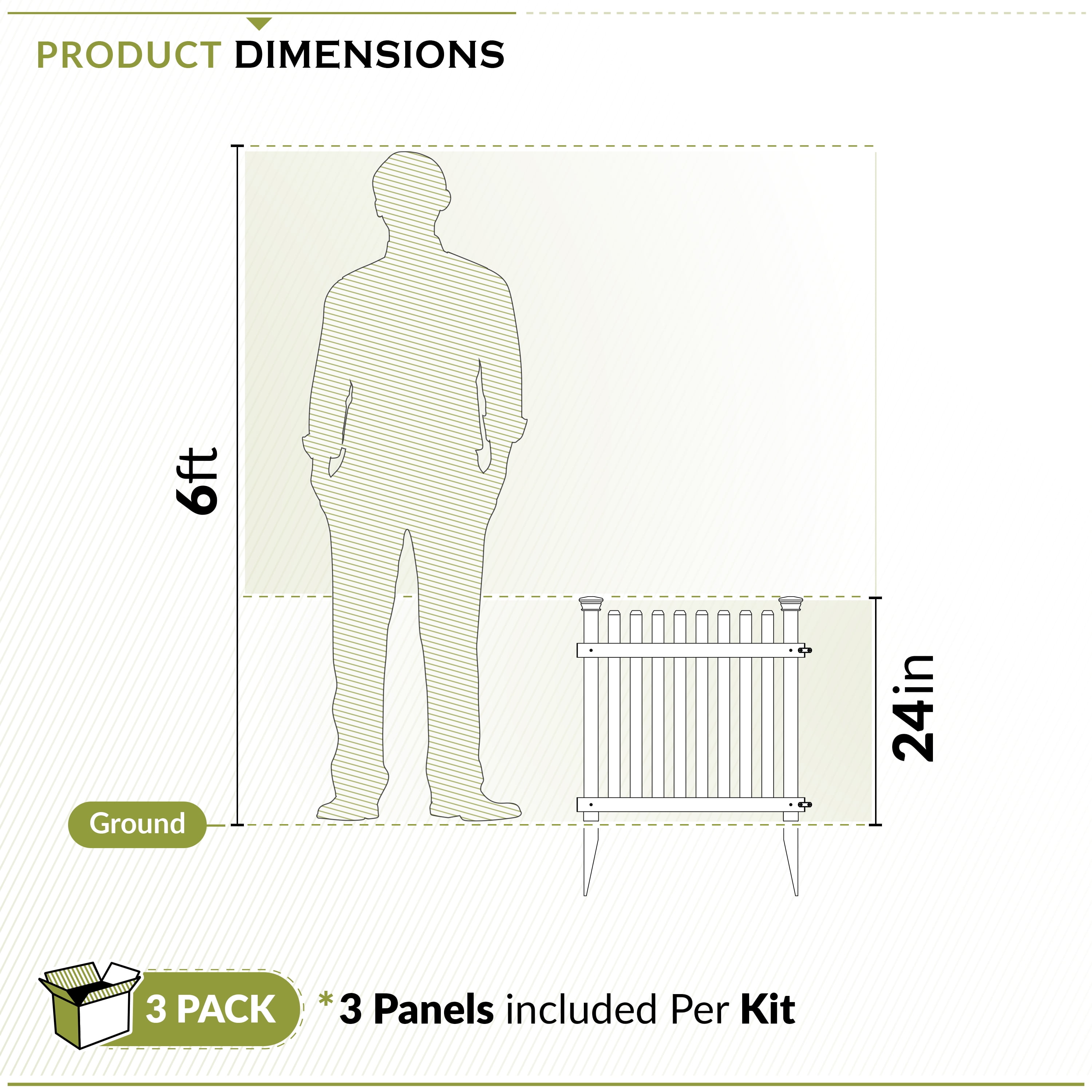 2ft H x 2ft W (3 Panels) No Dig Zippity Roger Rabbit Garden Fence Kit, White Vinyl Picket Fence Panels, Perfect Garden Fences and Borders for Dogs, Dog Fence Outdoor for Yard, ZP19056