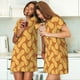 thumbnail image 4 of Fotbe Peanuts6 Bata de Dormir para Mujer con Estampado, Camisón de Algodón de Manga Corta, Ropa de Dormir Casual, 4 of 6