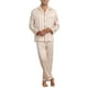 thumbnail image 2 of INSPIRAR CHIC Conjunto de Pijamas Casuales de Satén de 2 Piezas para Hombre con Botones y Mangas Largas a Rayas S Champagne, 2 of 6