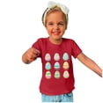 thumbnail image 2 of Zwiiyzr Toddler Baby Boys Girls Summer Clothes Trendy Easter Cute Easter Eggs Print Round Neck Print Short Sleeve Top for 3-14 Years Red, 2 of 4