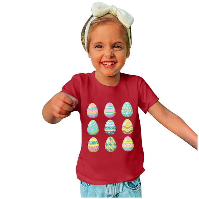 COM1950s Cadeaux de Pâques pour Enfants, Cadeaux de Pâques pour Garçons, Tout-Petits Garçons Filles Imprimé Œufs de Pâques Mignons Col Rond Manches Courtes, Cadeaux pour Filles, Shorts pour Filles, Cadeaux de Pâques pour Tout-Petits