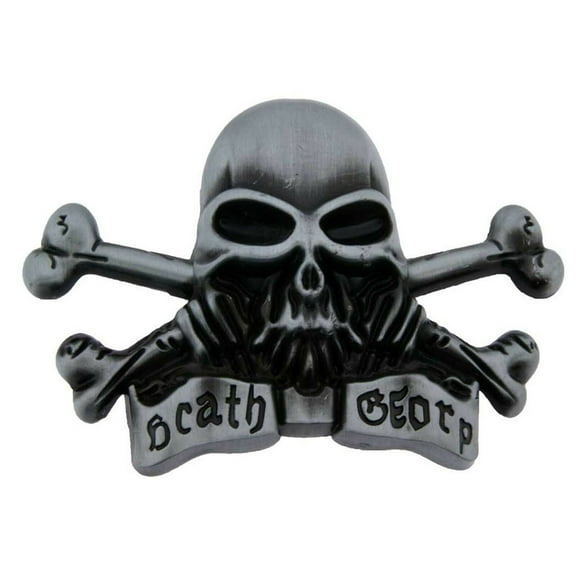 Men Women Skull Belt Buckle Antiqued Finished some Text Crossbones Halloween Party Costume